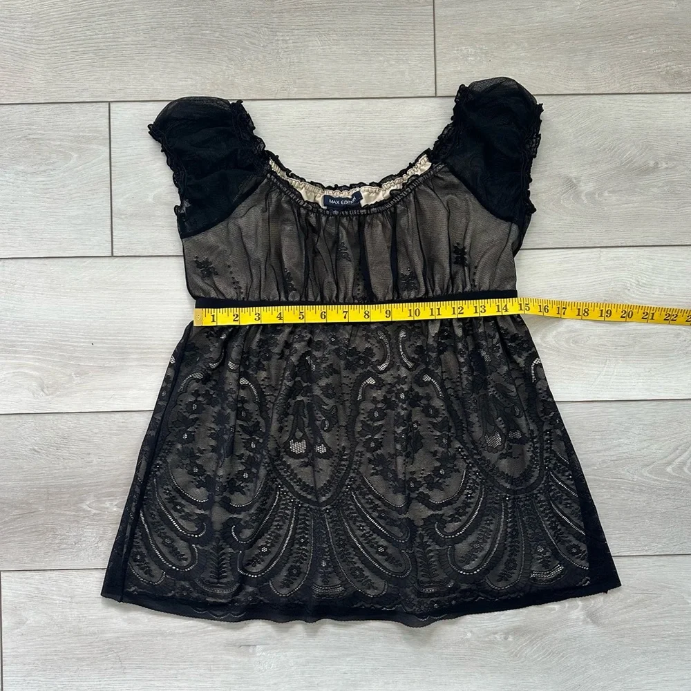 Max Edition Tan Top with Black Lace Size L - Picture 7 of 9
